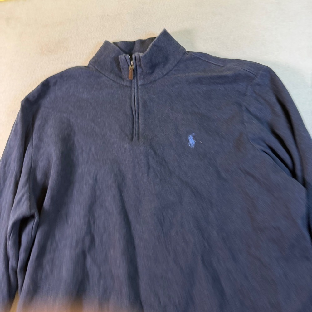 Polo Ralph Lauren Mens Navy Blue Quarter Zip Pullover‎ Sweater Size Large L